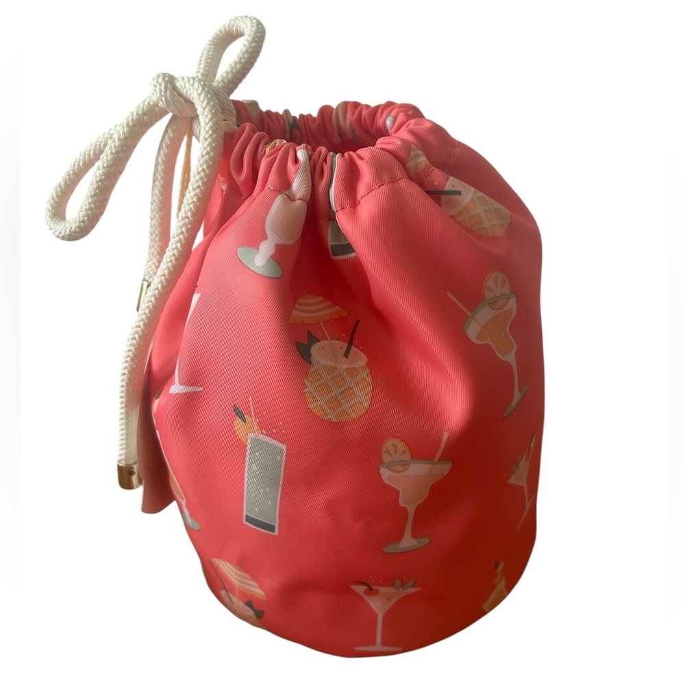 NWT Spartina 449 Drawstring Bag Small Cocktail Print Coral